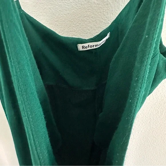 Reformation Crimini Midi Dress in Emerald Green Size: 16 - Picture 10 of 14
